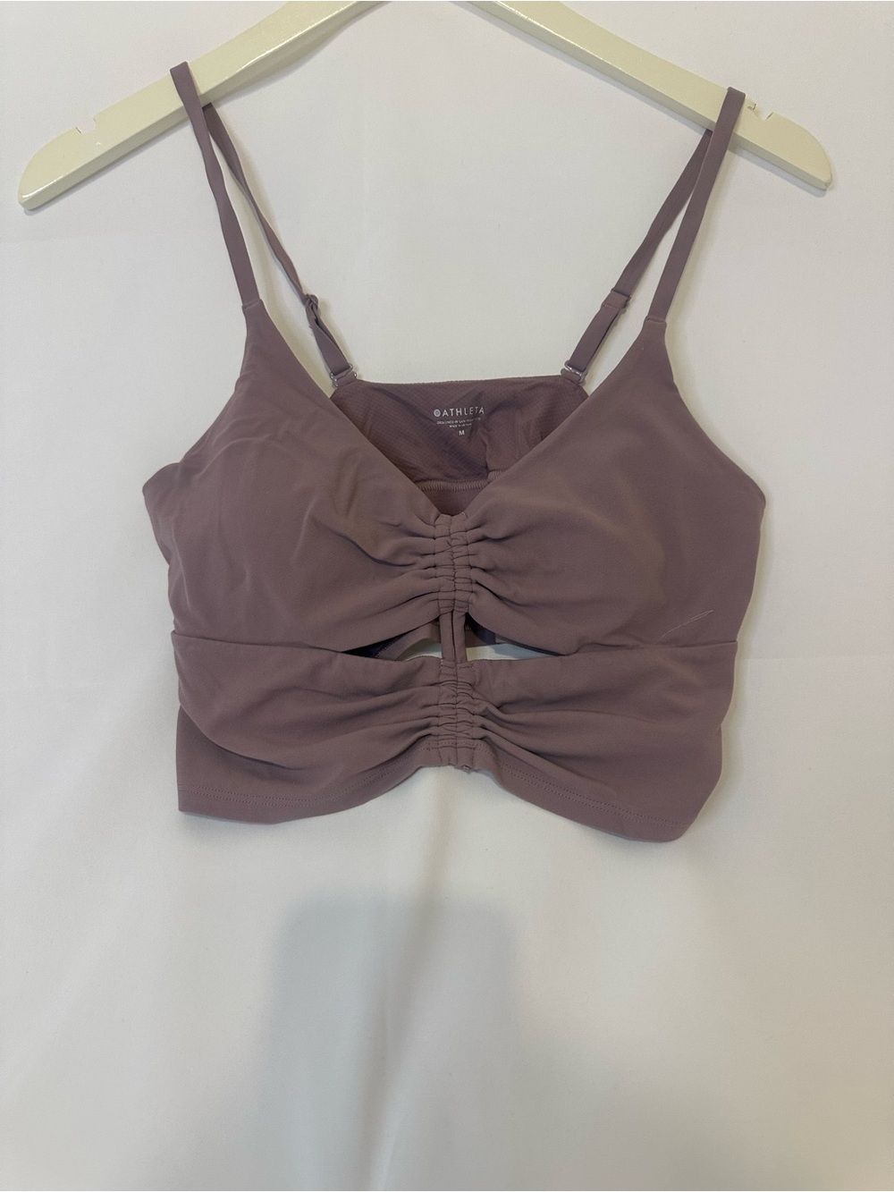 Athleta Dusty Mauve Ruched Cutout Bralette Tank